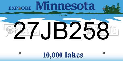 27JB258 Minnesota License Plate
