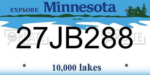 27JB288 Minnesota License Plate