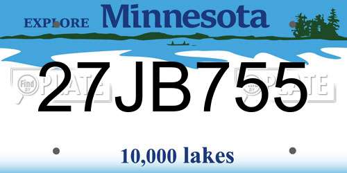 27JB755 Minnesota License Plate