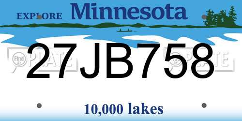27JB758 Minnesota License Plate