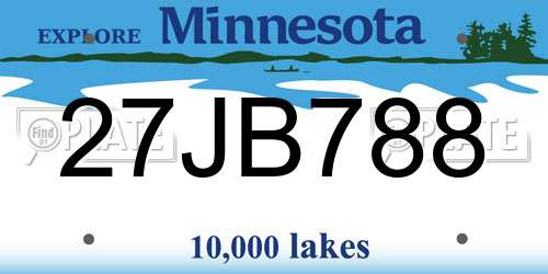 27JB788 Minnesota License Plate