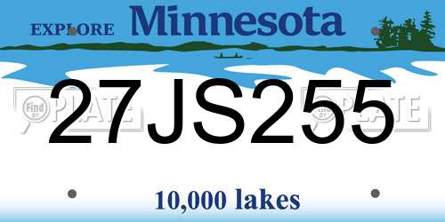 27JS255 Minnesota License Plate