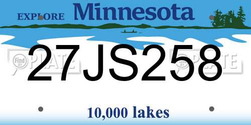 27JS258 Minnesota License Plate