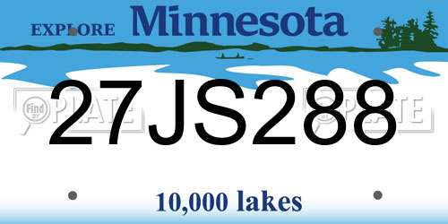 27JS288 Minnesota License Plate
