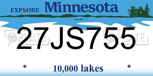 27JS755 Minnesota License Plate