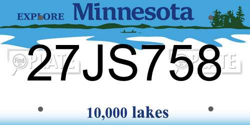27JS758 Minnesota License Plate
