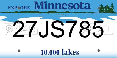 27JS785 Minnesota License Plate