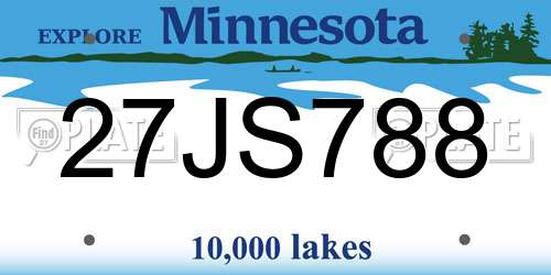 27JS788 Minnesota License Plate