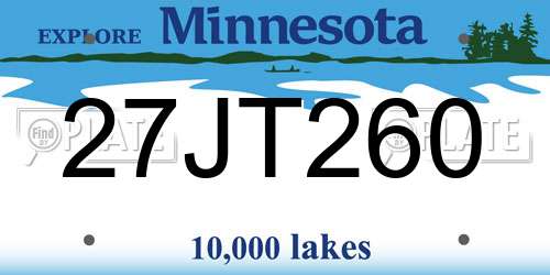 27JT260 Minnesota License Plate