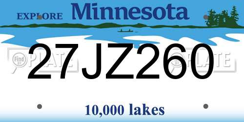 27JZ260 Minnesota License Plate