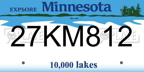 27KM812 Minnesota License Plate