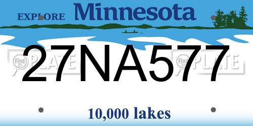 27NA577 Minnesota License Plate