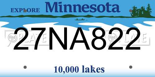 27NA822 Minnesota License Plate