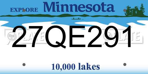27QE291 Minnesota License Plate