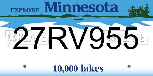 27RV955 Minnesota License Plate