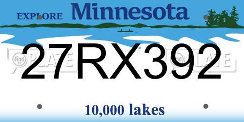 27RX392 Minnesota License Plate