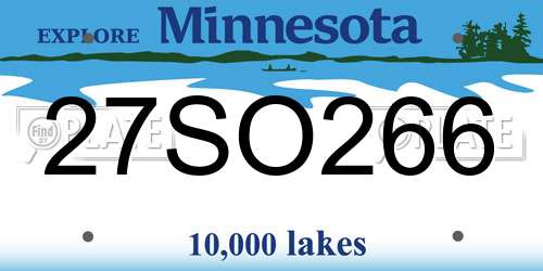 27SO266 Minnesota License Plate