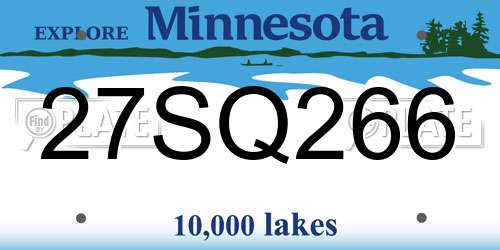 27SQ266 Minnesota License Plate