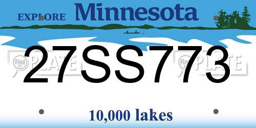 27SS773 Minnesota License Plate