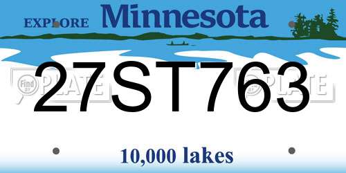 27ST763 Minnesota License Plate