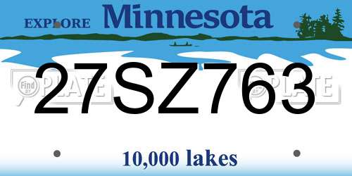 27SZ763 Minnesota License Plate