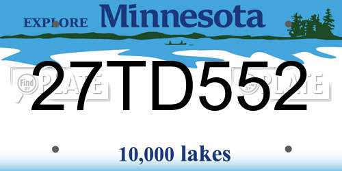27TD552 Minnesota License Plate