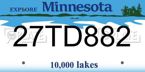 27TD882 Minnesota License Plate
