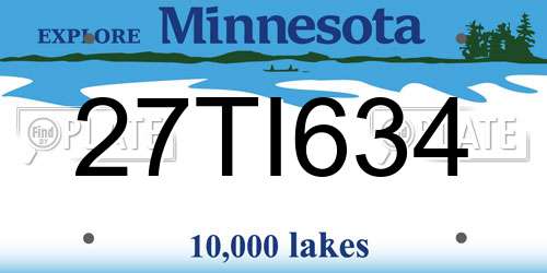 27TI634 Minnesota License Plate