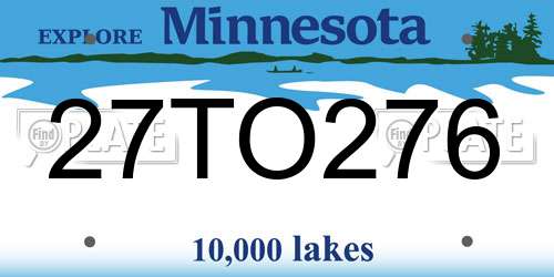 27TO276 Minnesota License Plate