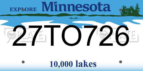 27TO726 Minnesota License Plate