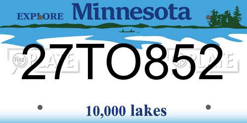 27TO852 Minnesota License Plate