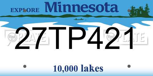 27TP421 Minnesota License Plate