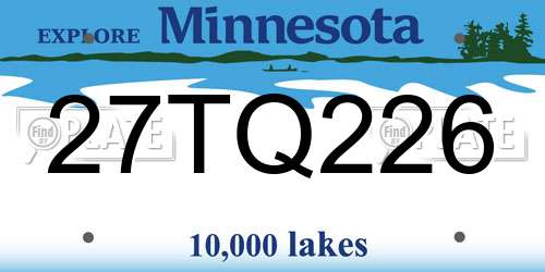 27TQ226 Minnesota License Plate