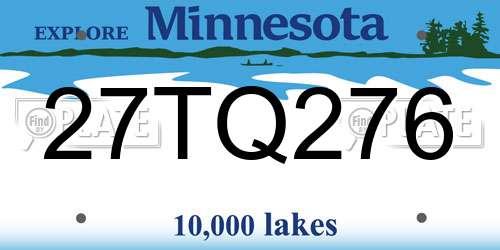 27TQ276 Minnesota License Plate