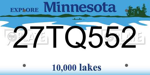 27TQ552 Minnesota License Plate