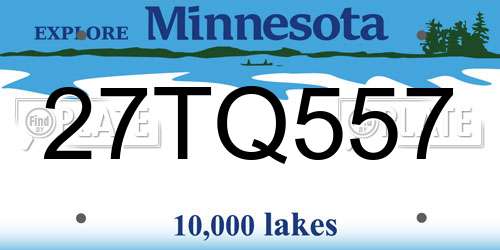 27TQ557 Minnesota License Plate