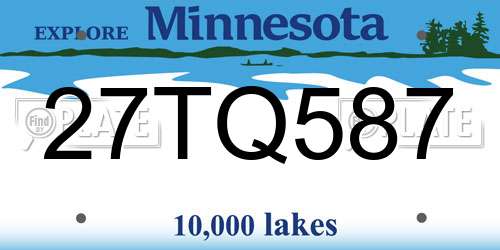 27TQ587 Minnesota License Plate