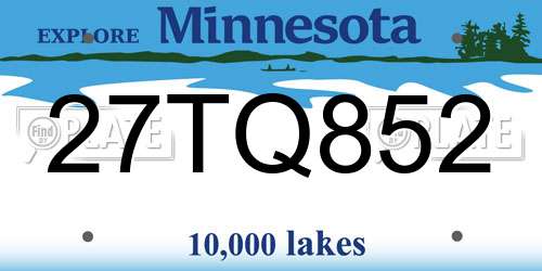 27TQ852 Minnesota License Plate