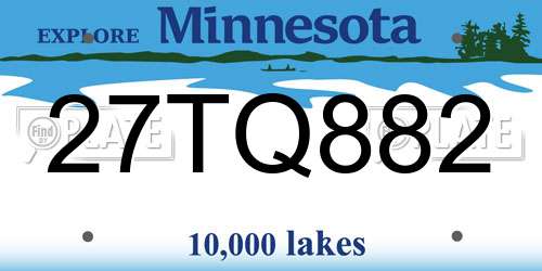27TQ882 Minnesota License Plate
