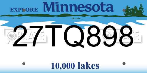 27TQ898 Minnesota License Plate