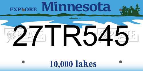 27TR545 Minnesota License Plate