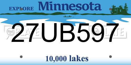 27UB597 Minnesota License Plate
