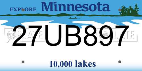 27UB897 Minnesota License Plate