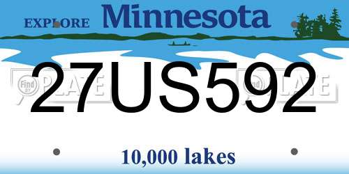 27US592 Minnesota License Plate