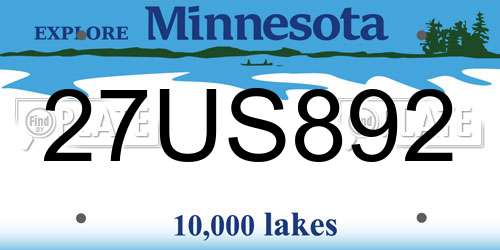 27US892 Minnesota License Plate