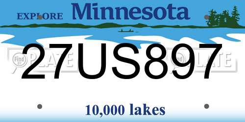 27US897 Minnesota License Plate