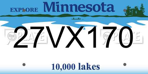 27VX170 Minnesota License Plate