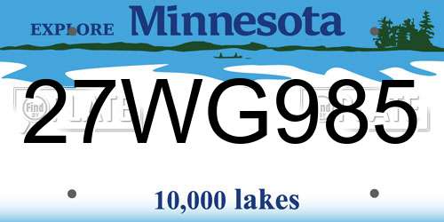 27WG985 Minnesota License Plate