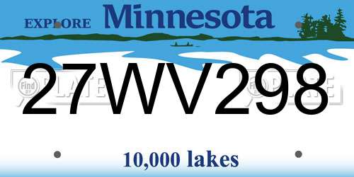27WV298 Minnesota License Plate