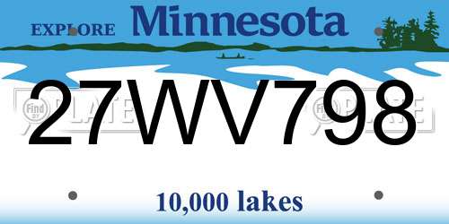 27WV798 Minnesota License Plate